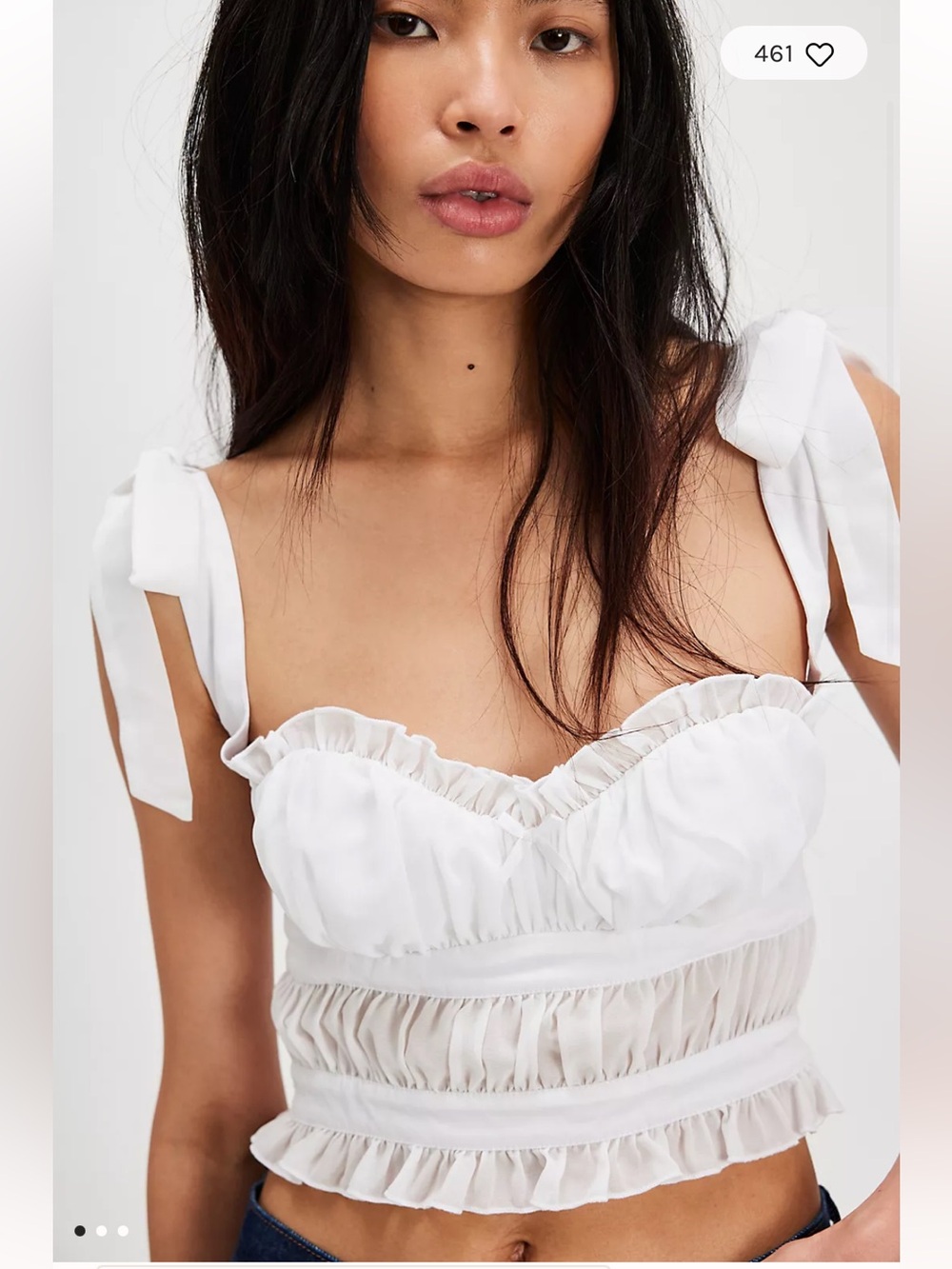 For Love & Lemons Chantilly White Tie Crop Top